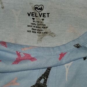 Pink Velvet Eiffel Tower Print Top